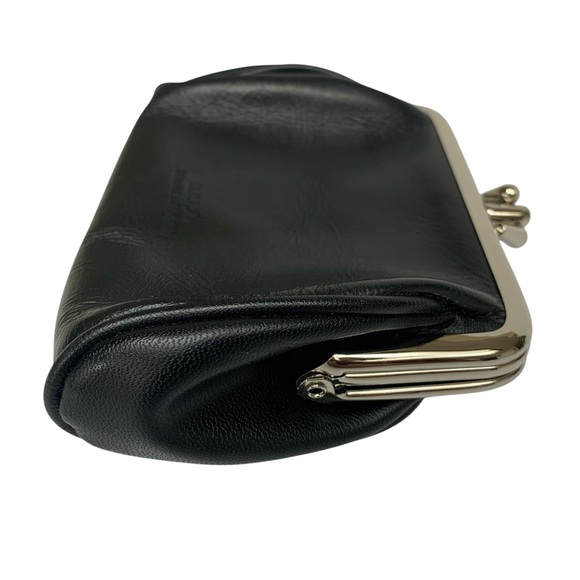 Buxton Genuine Black Leather Coin Purse Kiss-Lock - Picture 3 of 7